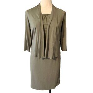 J Jill Dress W Jacket Olive Green PXS Petite Extra Small P XS 0 2 4 NWT Washable